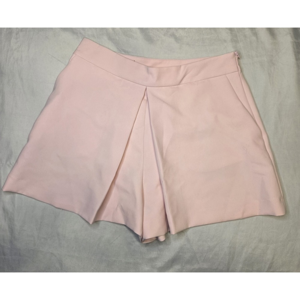 Zara High Waisted Pink Pleated Skort Skirt Shorts Womens Small Inditex 28x2.5"